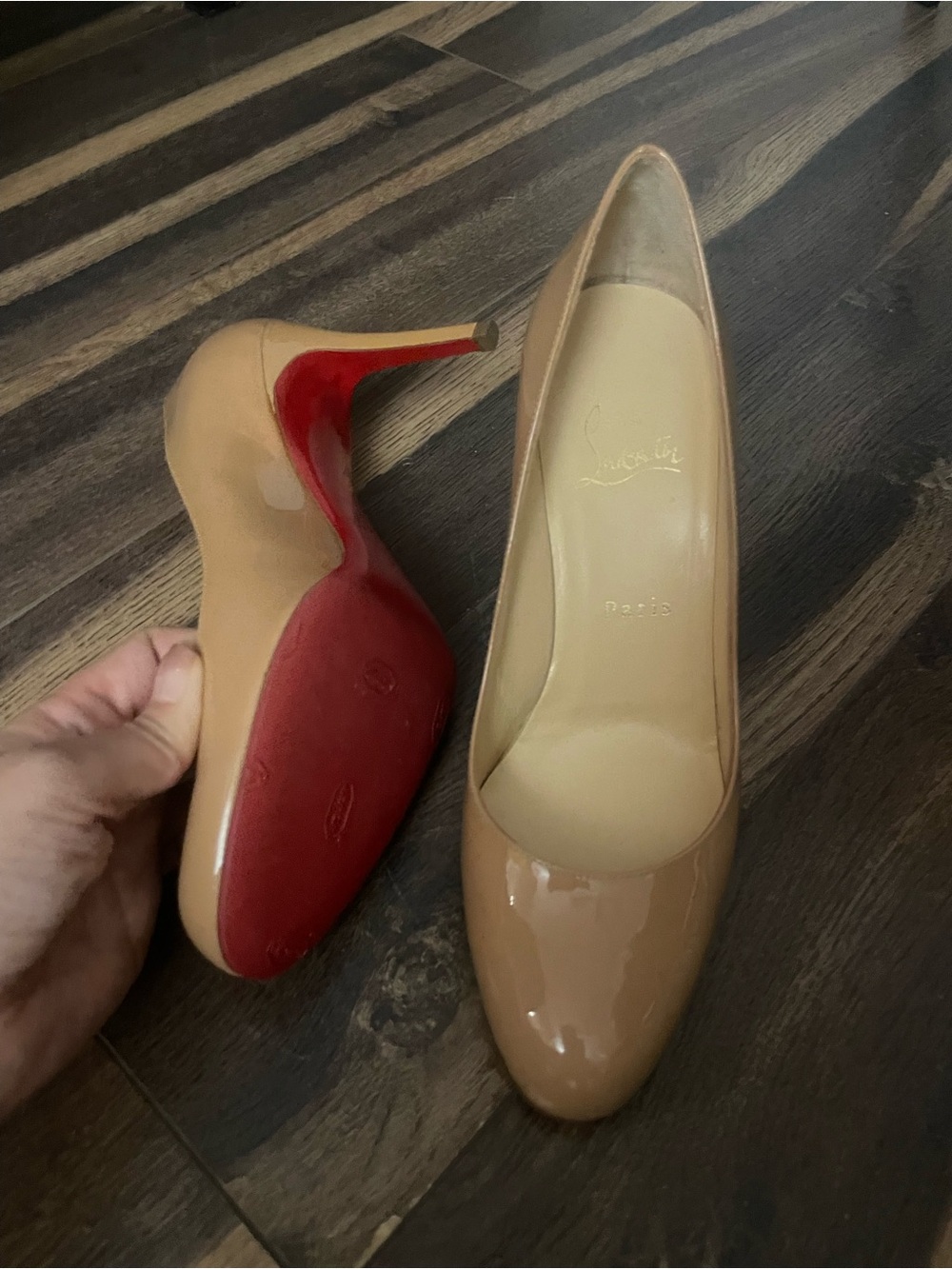 Christian Louboutin Nude Patent Platform Pumps